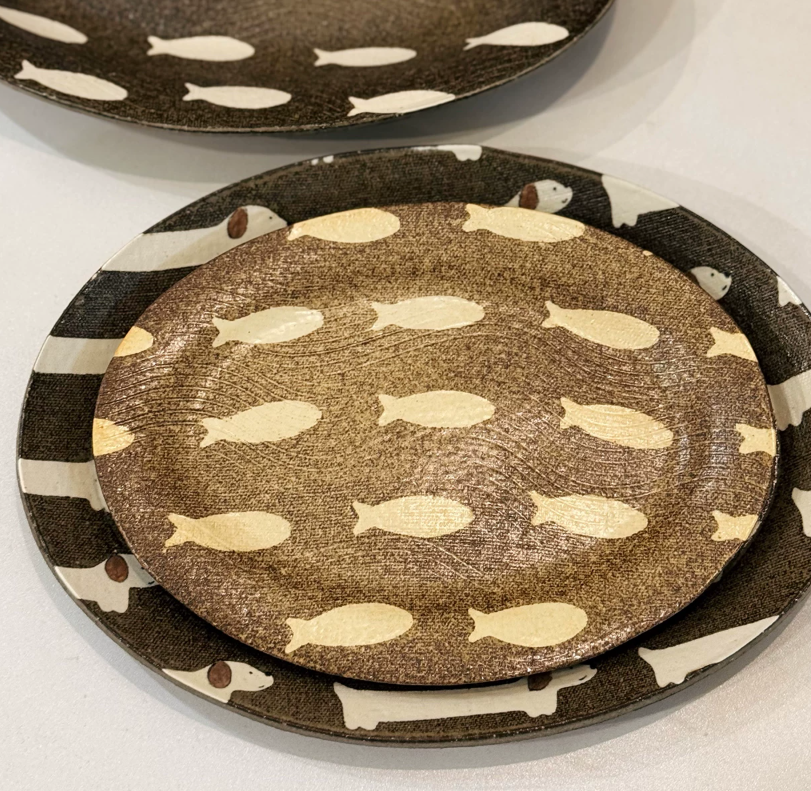 Midnight Cat Rustic Ceramic Plate