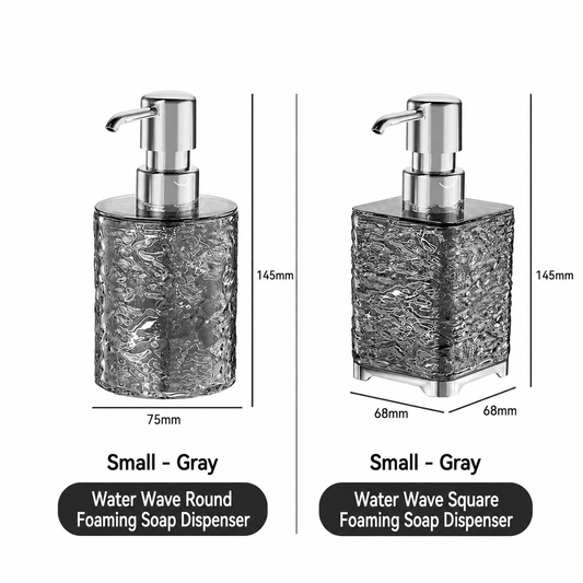 Frost Grey Ripple Foam Pump Bottle, Elegant Textured Soap Dispenser for Bathroom & Skincare Routine