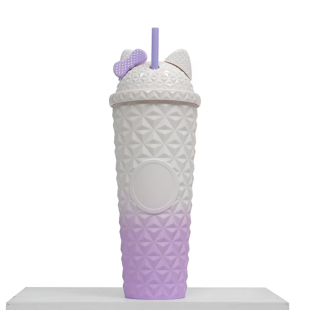 24oz Double Wall Plastic Tumbler with Straw
