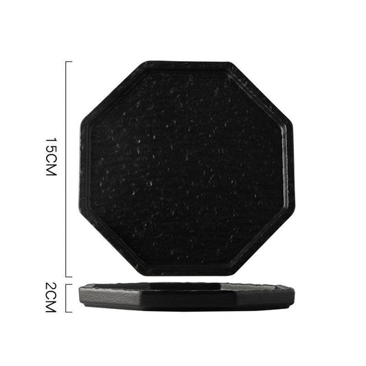 Rock Texture Ceramic Plate โ Japanese Style Steak & Sushi Serving Plate