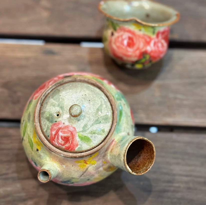 Vintage Rose Side-Handle Teapot