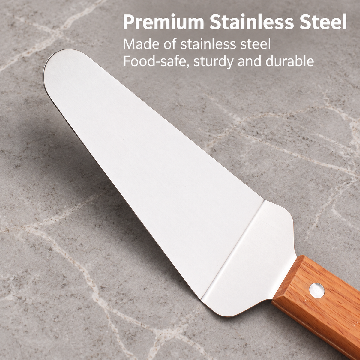 Stainless Steel Triangle Cake Server with Wooden Handle