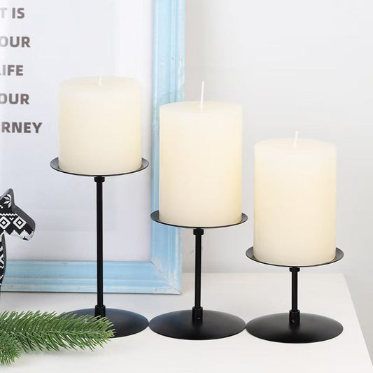 Vintage Column Candleholder Tray Set, Iron Craft Decor