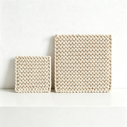 Japandi Woven Trivet – Minimalist Cotton Rope Heat Mat