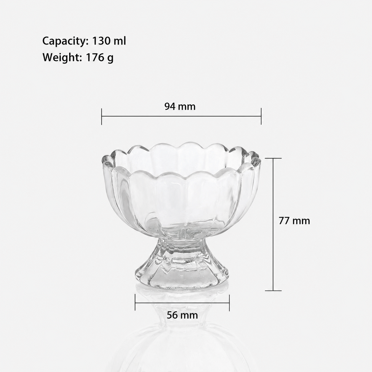 Vintage Glass Dessert Cup – Ice Cream Sundae Milkshake Bowl