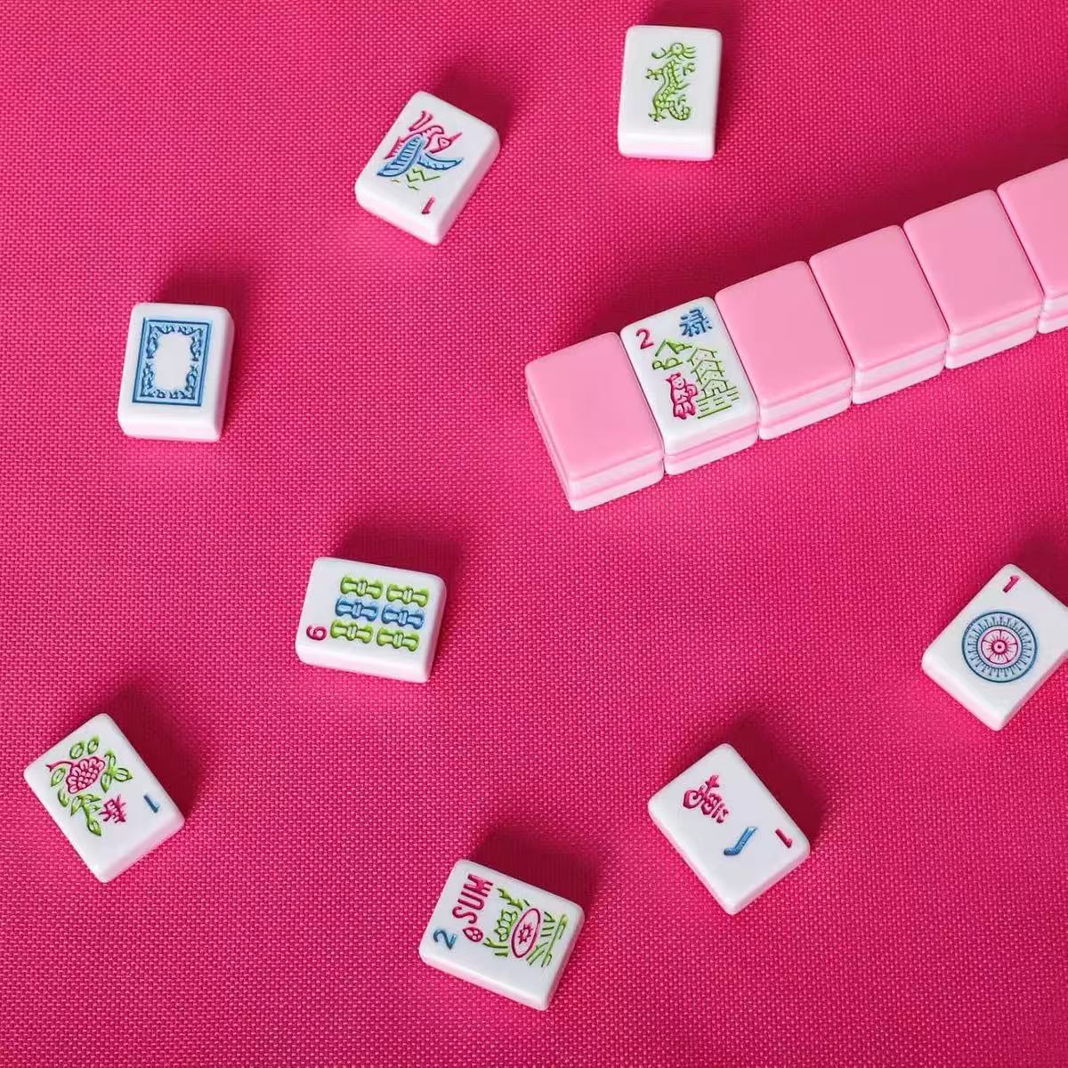 Melamine Mahjong Tiles with Colored Backs for Tabletop Games