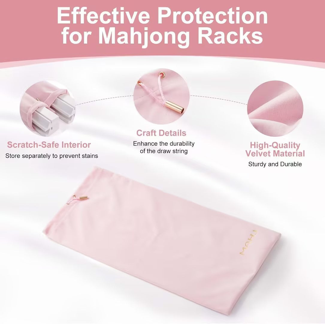 Velvet Mahjong Rack Storage Bag – Soft Drawstring Carrying Pouch for Mahjong Tiles, Game Accessories & Travel Storage