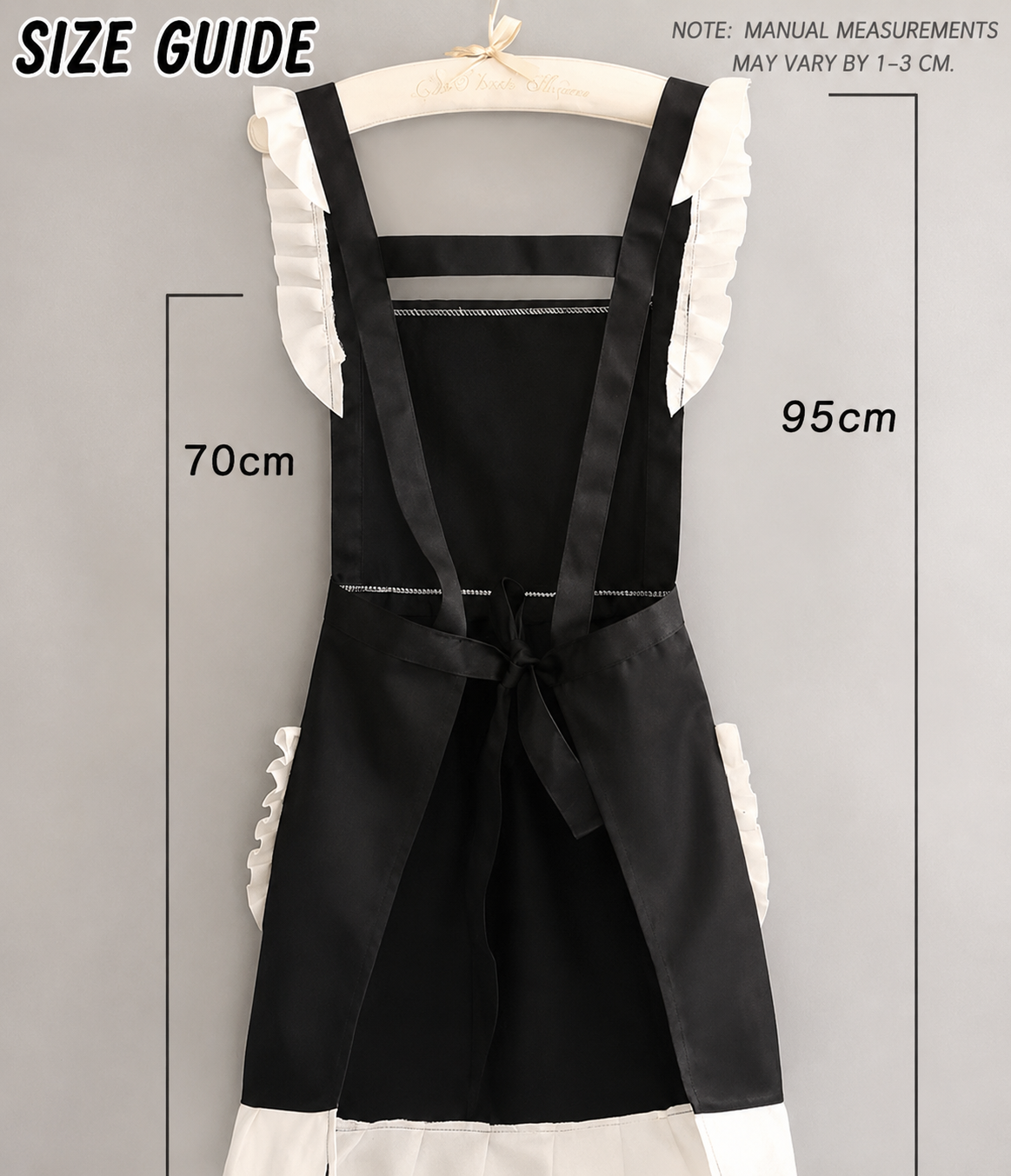 Vintage Ruffle Apron for Women – Polyester Kitchen Apron with Pockets, Bow Detail Cooking Baking Apron for Home, Café & Garden