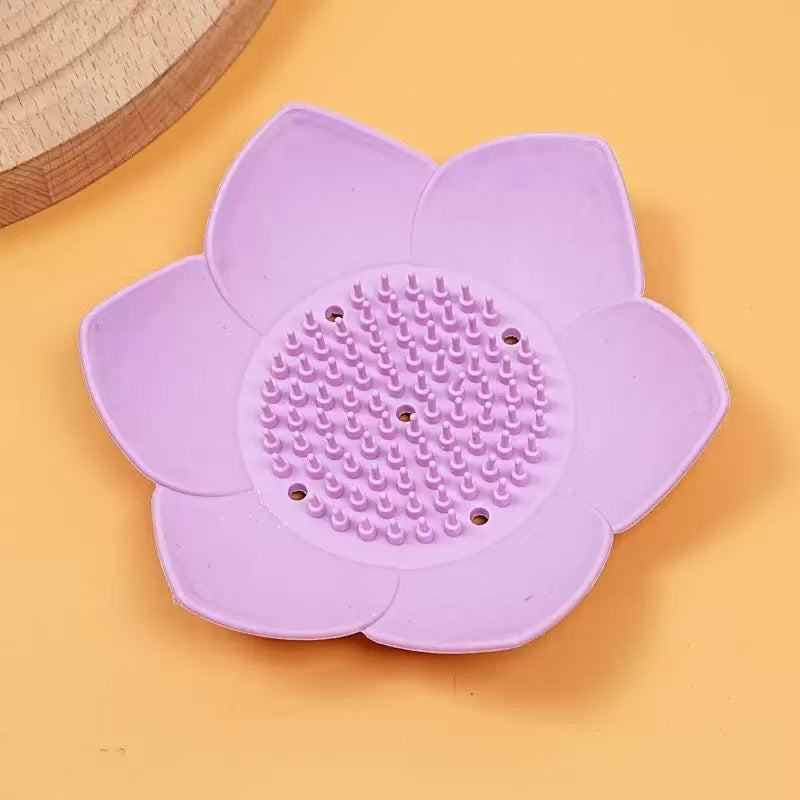 Lotus Shape Silicone Soap Dish Drain Tray