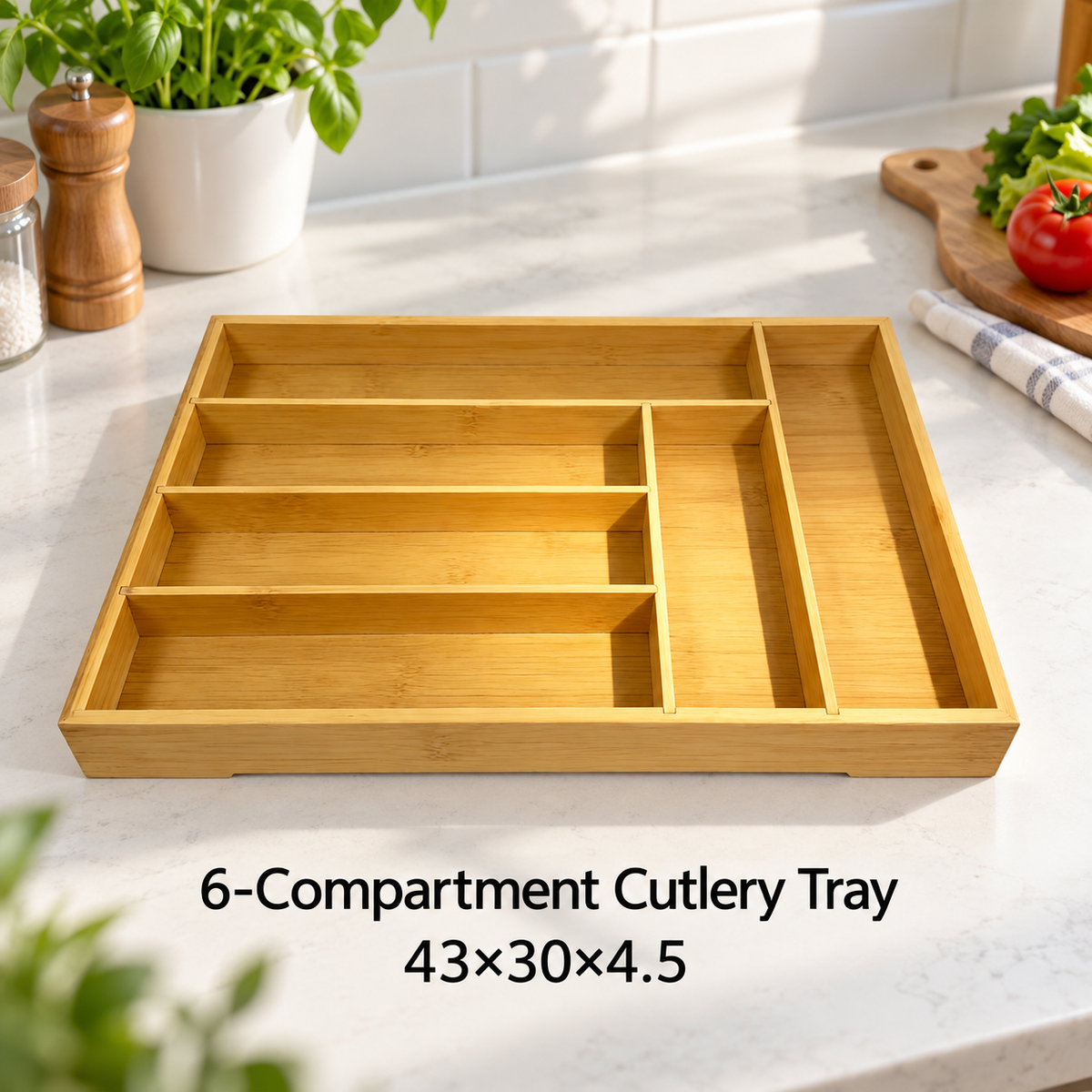 Bamboo Kitchen Drawer Organizer Compartment Cutlery Storage Tray Utensil Holder