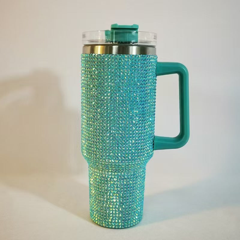 40oz Rhinestone Handle Insulated Tumbler