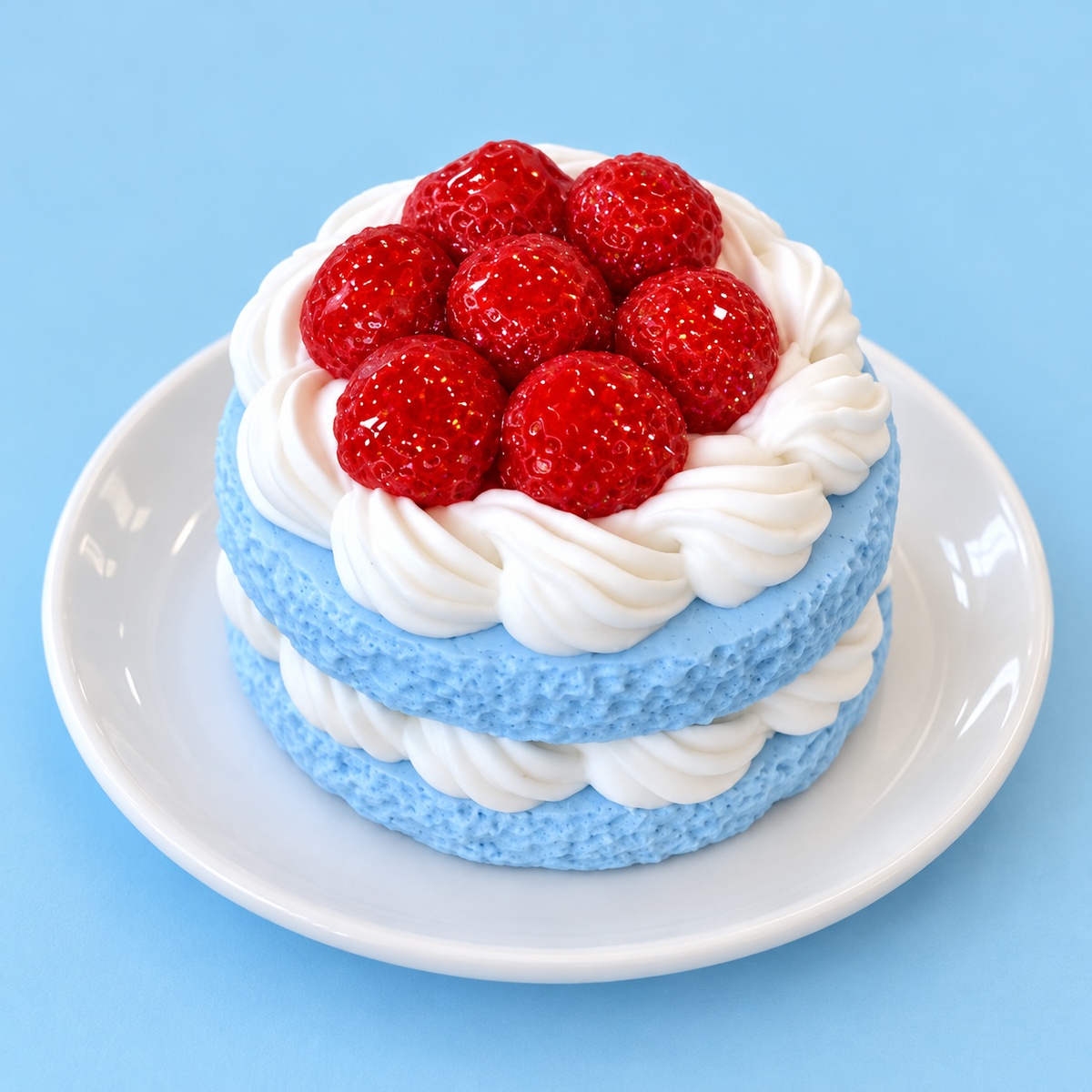 Blue Strawberry Cream Cake Squishy Squeeze Toy