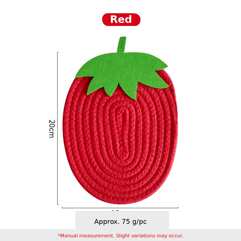 Fruit Shaped Cotton Rope Trivet, Strawberry & Pumpkin Woven Placemat and Non-Slip Coaster