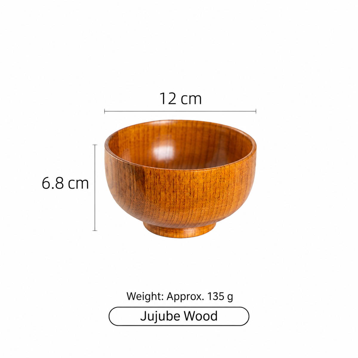 Jujube Wood Bowl,Warm Brown Wood Grain