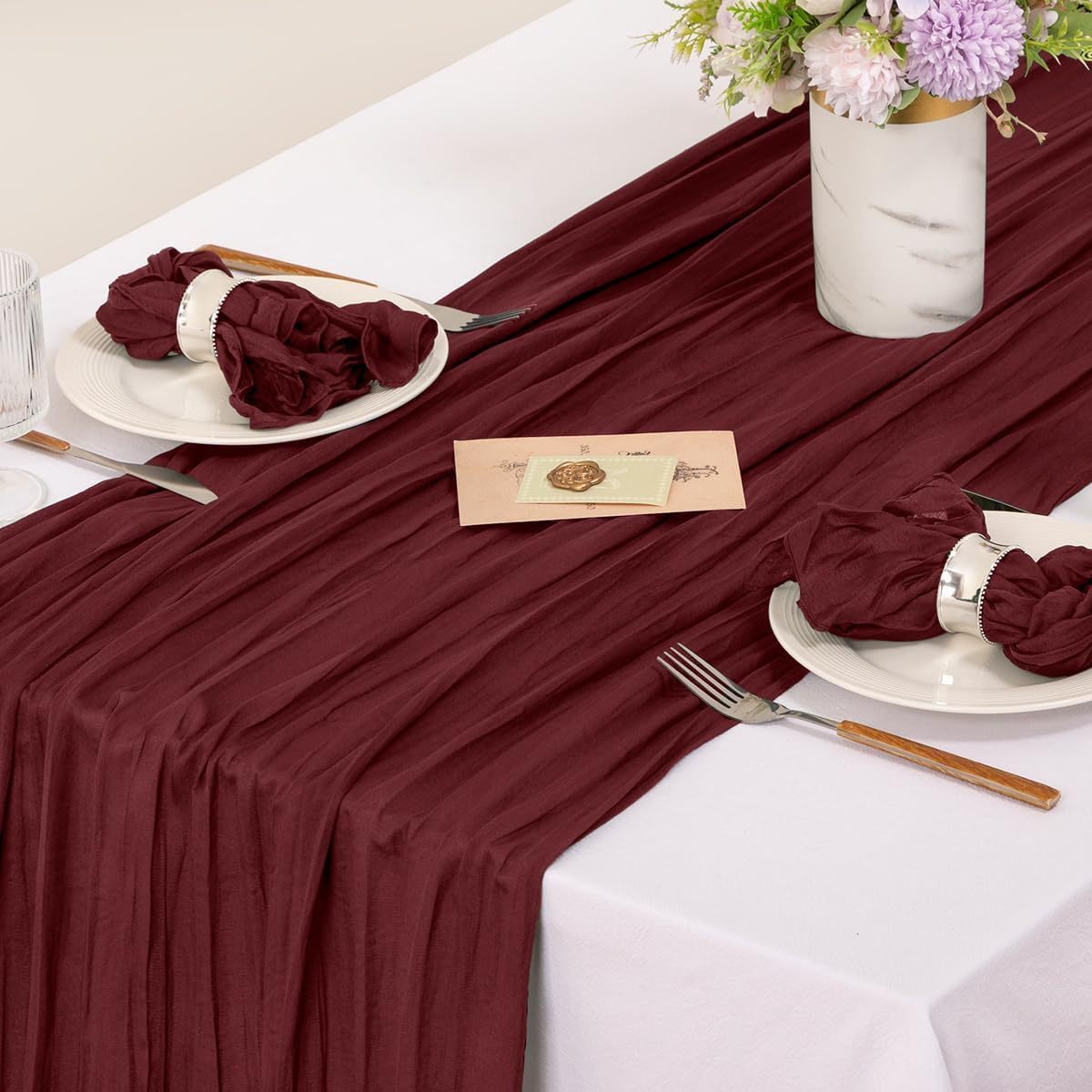 French Country Ruffled Polyester Dinner Napkin, 17 x 17 Inches