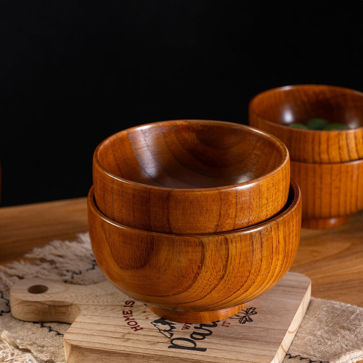 Jujube Wood Bowl,Warm Brown Wood Grain