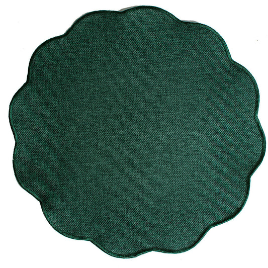 Scalloped Round Placemat โ Woven Table Mat for Dining Tables, Plates & Home Table Settings