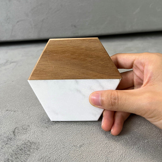 Marble & Wood Coaster – Heat-Resistant Drink Coaster