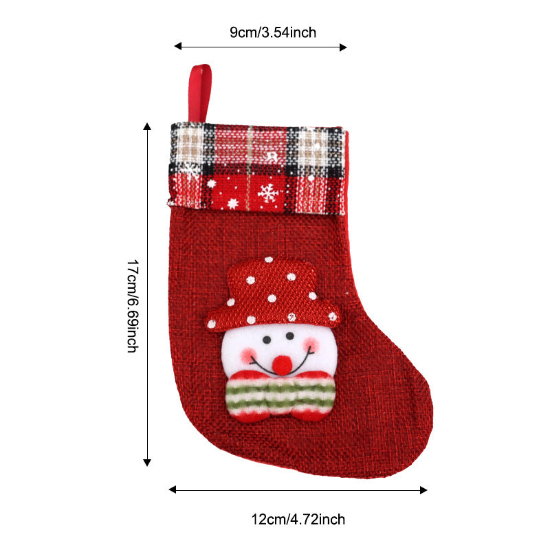 Mini Christmas Stocking Ornament Fabric Santa Claus Holiday Hanging Decoration