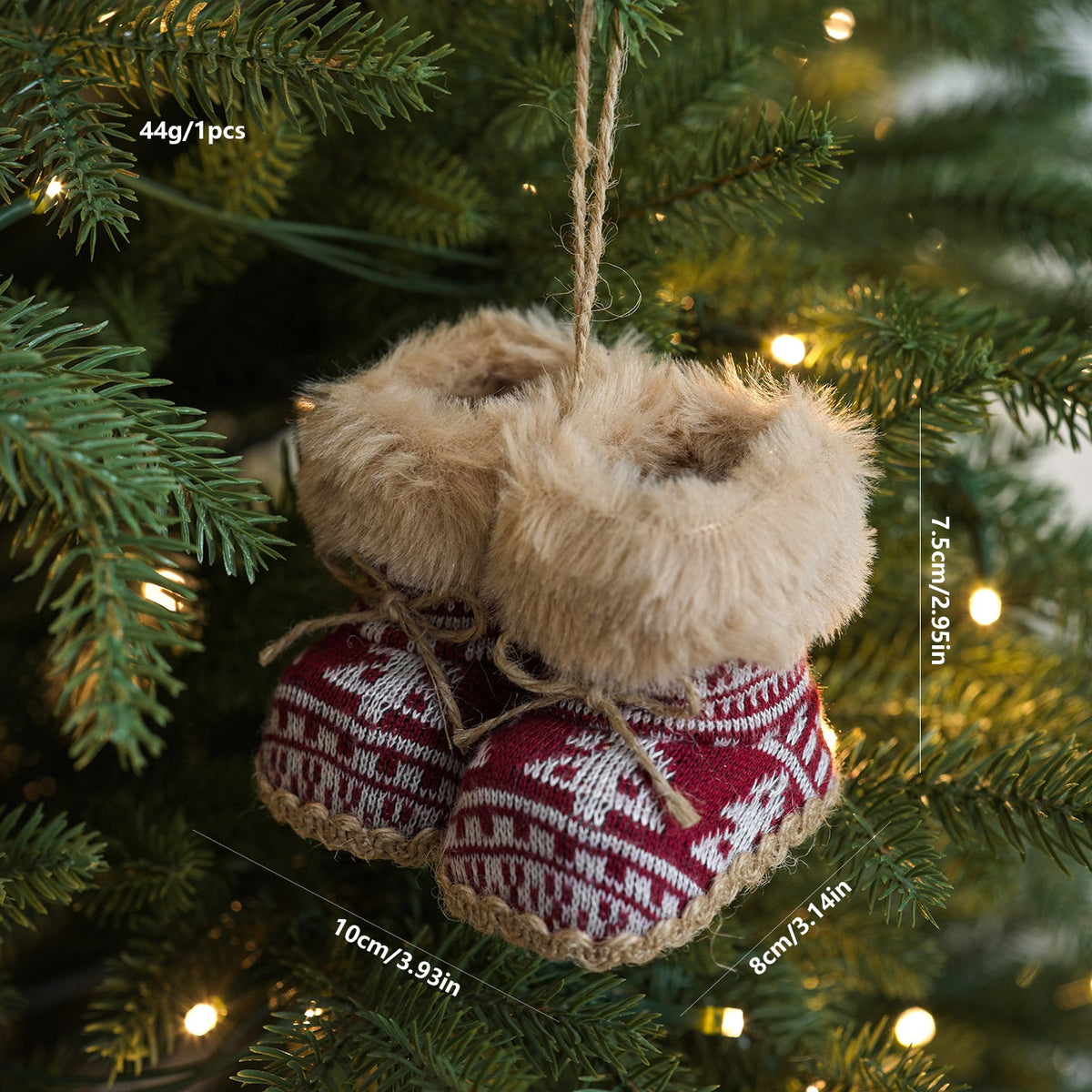 Mini Knitted Christmas Boot Ornament Cozy Plush Holiday Stocking Hanging Decoration