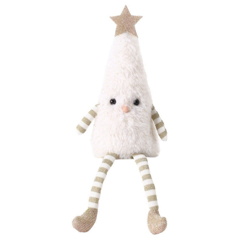 Plush Christmas Tree Doll Long Leg Sitting Holiday Shelf Decoration
