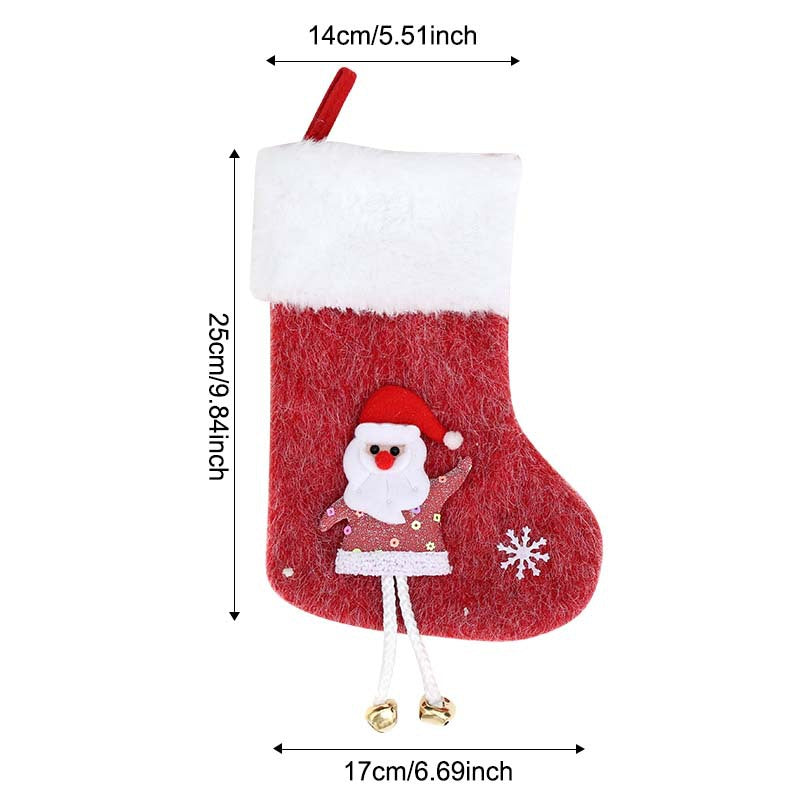 Mini Christmas Stocking Candy Gift Bag Fabric Holiday Hanging Ornament
