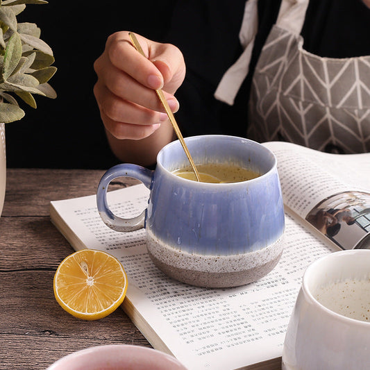 500 ml Ceramic Coffee Mug โ Round Glazed Drink Cup with Handle for Milk, Tea, Latte, Breakfast & Home Use