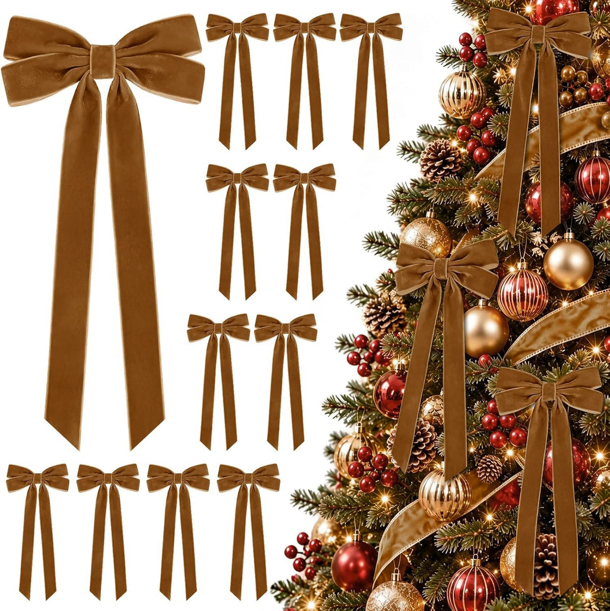 Velvet Christmas Tree Bow Ornament