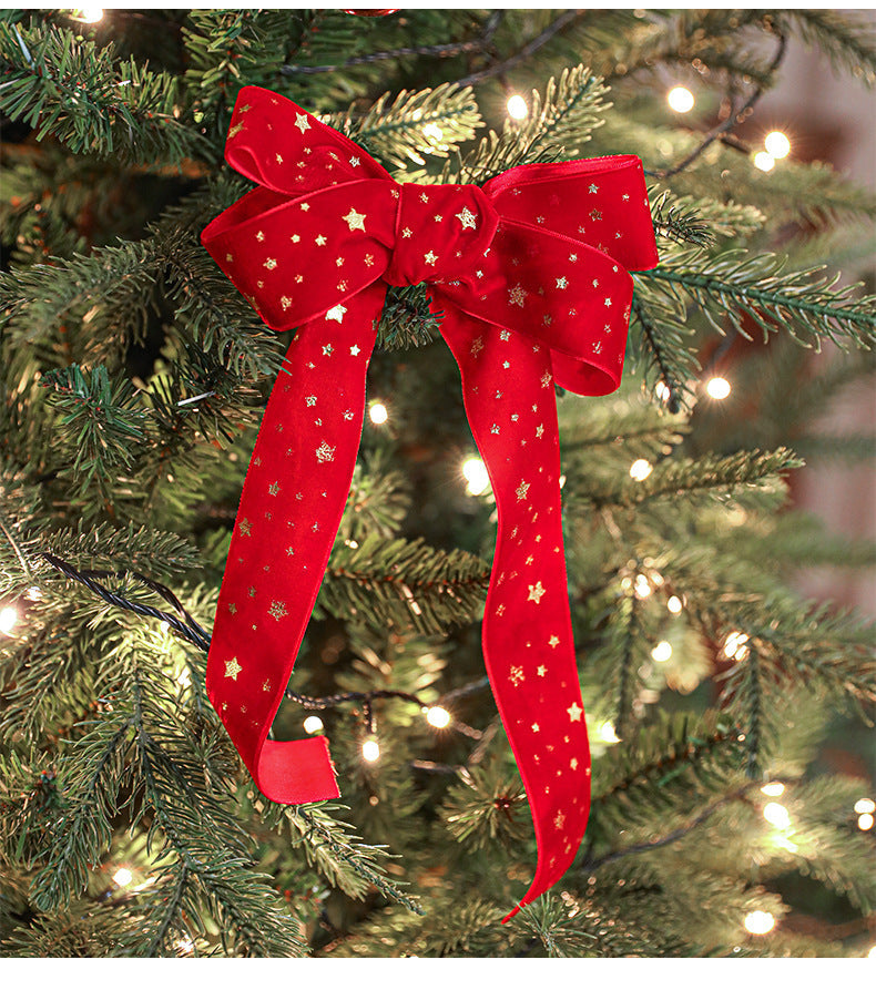 Gold Star Christmas Fabric Ribbon, 4 cm Wide for Gift Wrapping and Holiday Crafts
