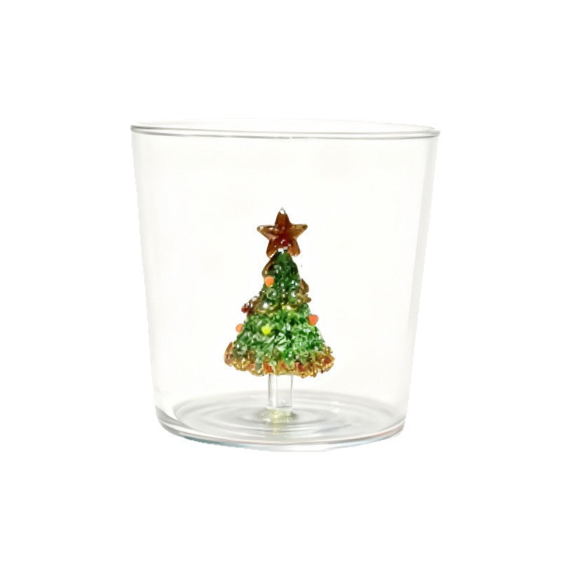 Christmas Tree Glass Tumbler, Clear Drinking Glass Cup