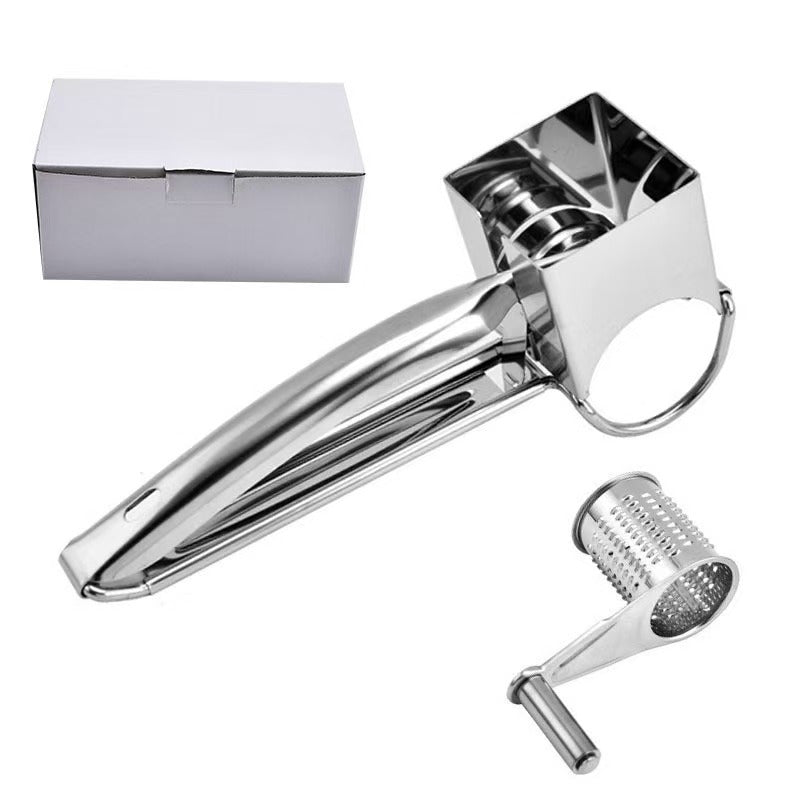 Stainless Steel Rotary Cheese Grater Hand Crank Cheese Shredder with Interchangeable Drums