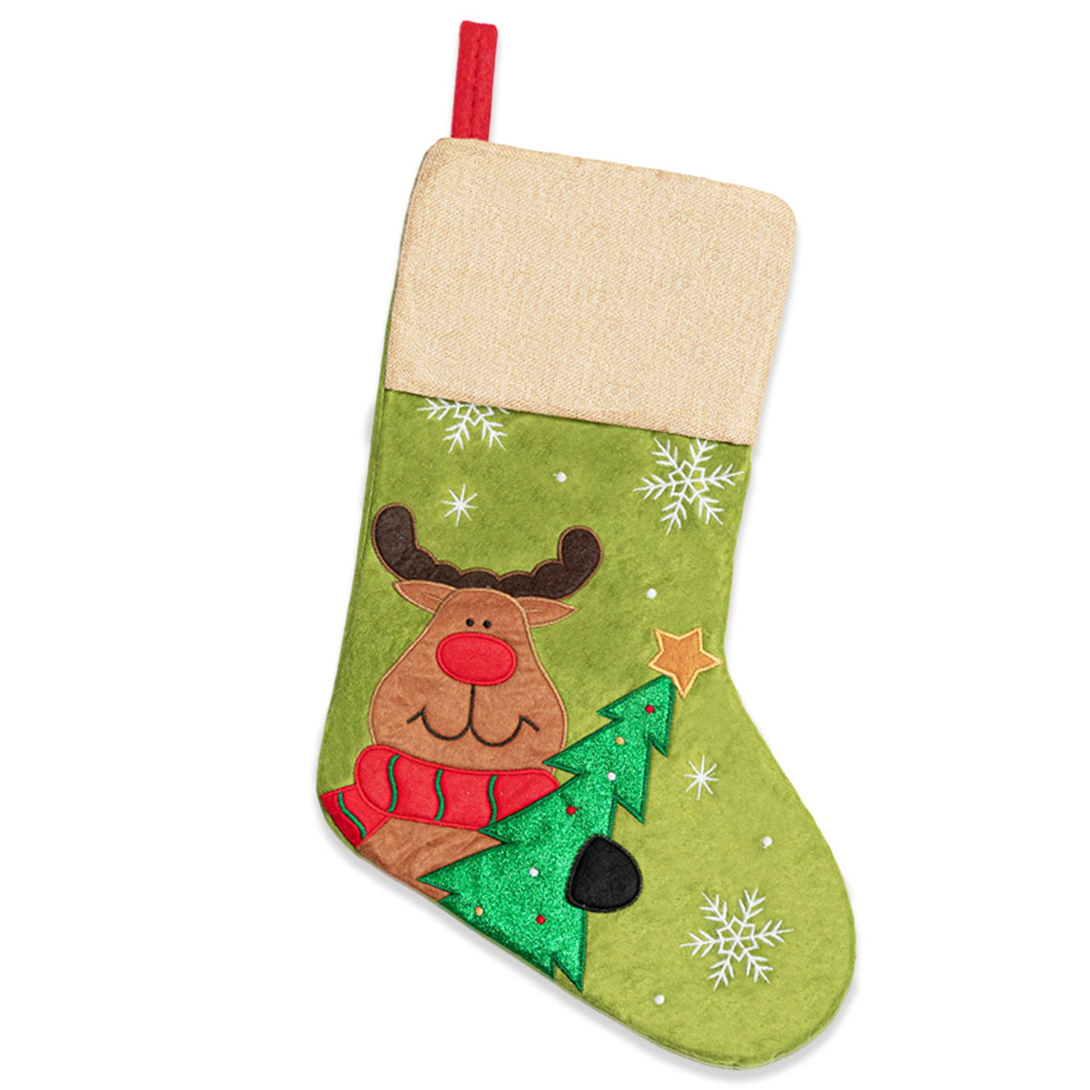 Christmas Stocking Hanging Decoration Santa Snowman Reindeer Holiday Gift Bag