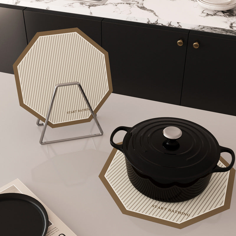 20CM Octagonal Heat Resistant Pot Trivet – Modern Stripe Kitchen Hot Pad for Pots, Pans & Dining Table Protection