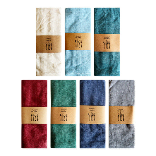 Japanese Style Solid Color Cotton Linen Napkin, Kitchen Tea Towel, Baking Cloth & Table Linen