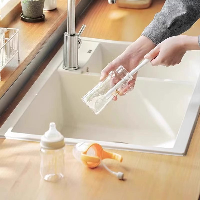 Silicone Cup Brush – Soft Bristle Bottle Cleaning Brush, 90° Corner Scrubber for Water Bottle Mug Glass Cup Kitchen Cleaning