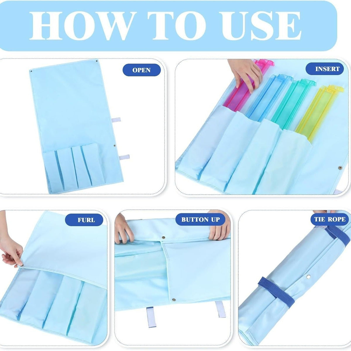 Portable Mahjong Rack Storage Mat – Polyester Roll-Up Organizer Bag with 4 Pockets for Mahjong Pushers, Racks, Travel & Game Night