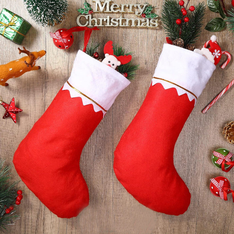 Red Christmas Stocking Gift Bag with Festive Holiday Trim