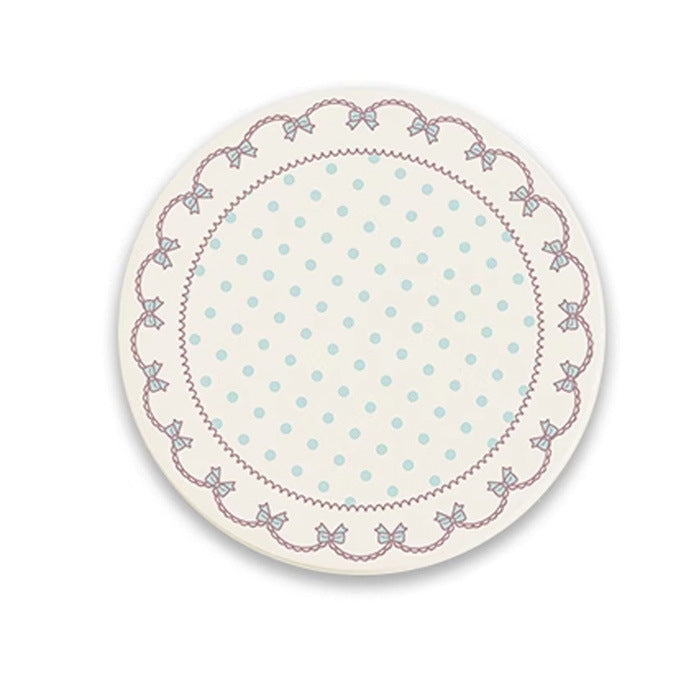 Round Diatomaceous Earth Coaster – Decorative Cup Mat with Gingham, Stripes, Hearts and Bow Patterns