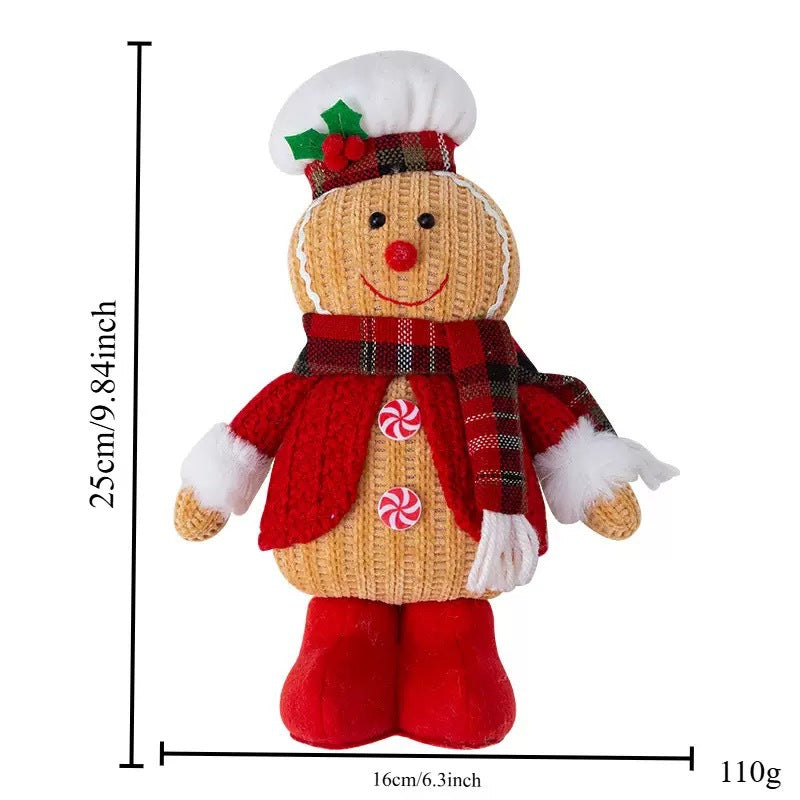 Christmas Gingerbread Chef Doll Plush Holiday Figurine Cute Tabletop Decoration