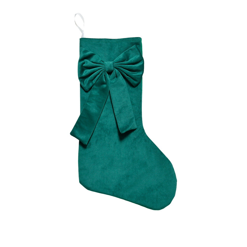 Velvet Christmas Stocking with Lace Bow Holiday Fireplace Hanging Decoration