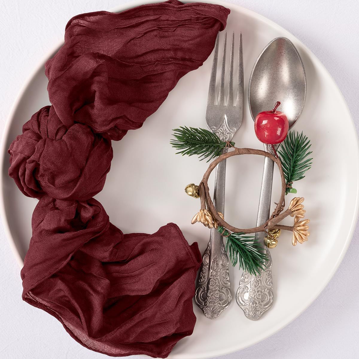 French Country Ruffled Polyester Dinner Napkin, 17 x 17 Inches