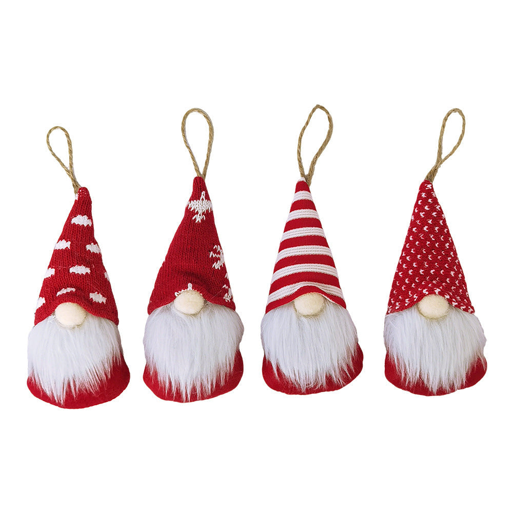 Christmas Gnome Hanging Ornament Set Plush Faceless Santa Decorations