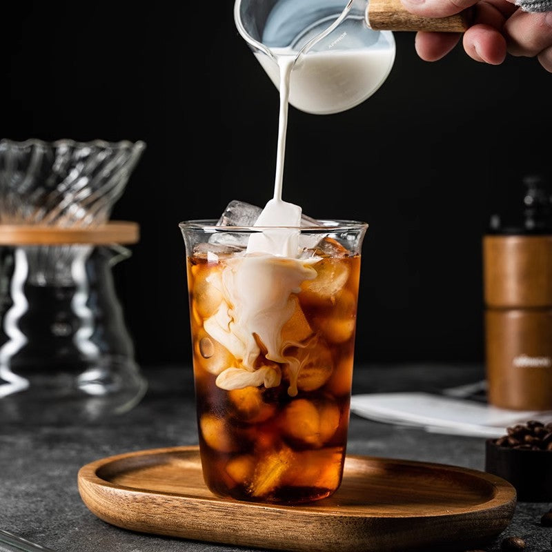 Fluted Iced Coffee Glass, 420ml Ribbed Drinking Tumbler