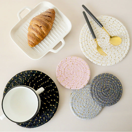 Handwoven Cotton Rope Trivet, Multi-Purpose Kitchen Table Mat & Heat Resistant Coaster