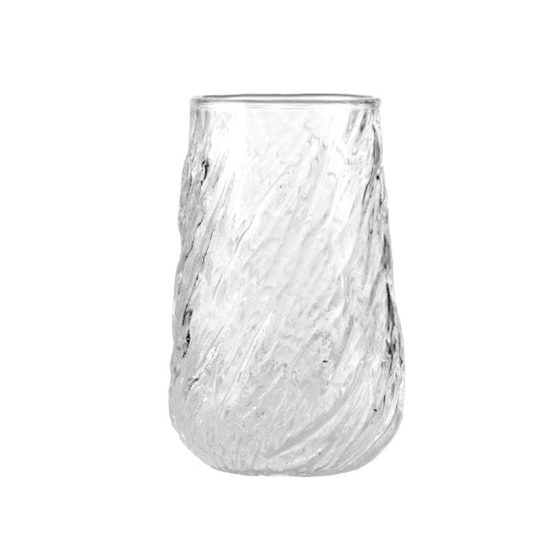 Spiral Textured Glass Tumbler – 380ml Vintage Drinking Cup