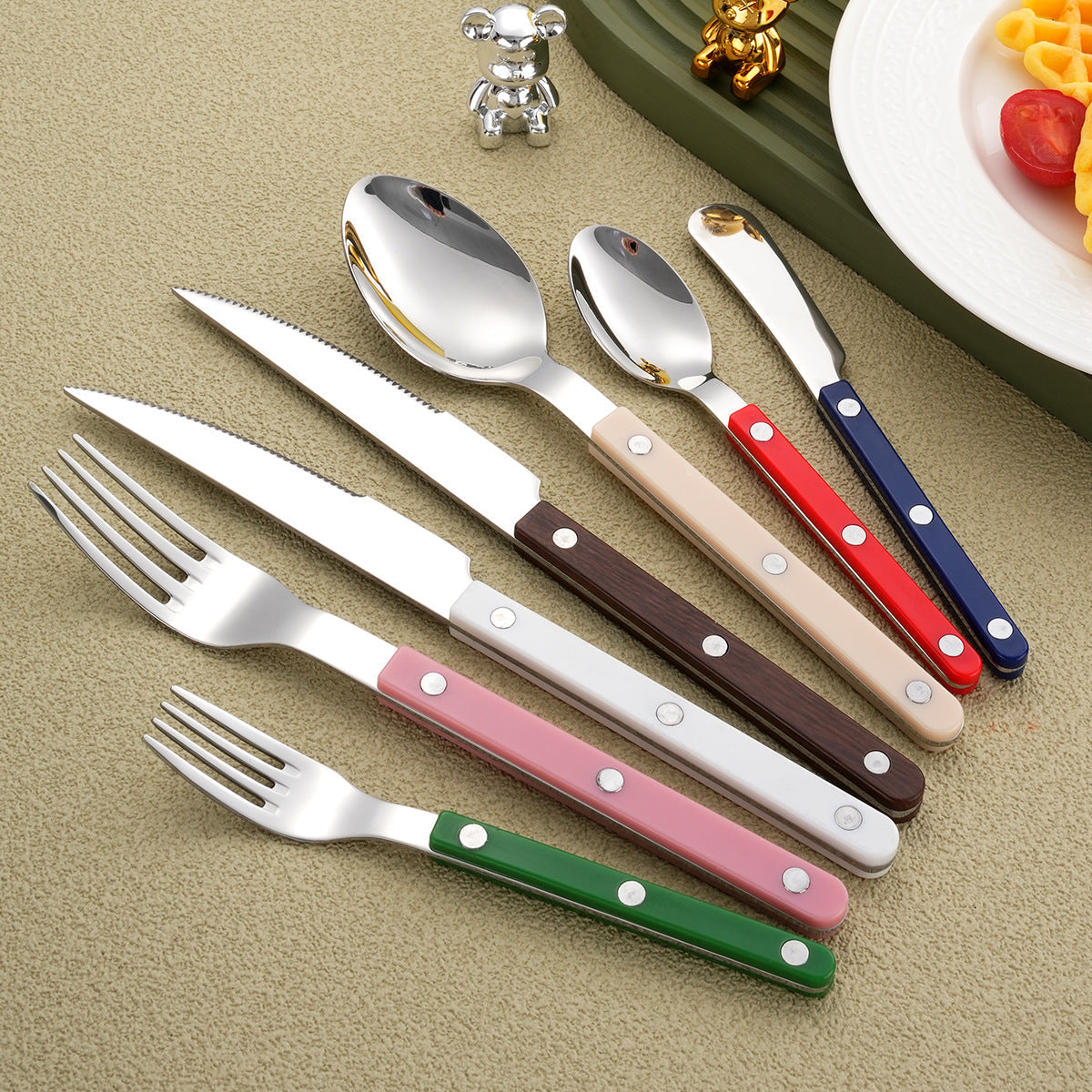 French Rivet Handle 304 Stainless Steel Cutlery Set – Knife, Fork & Spoont