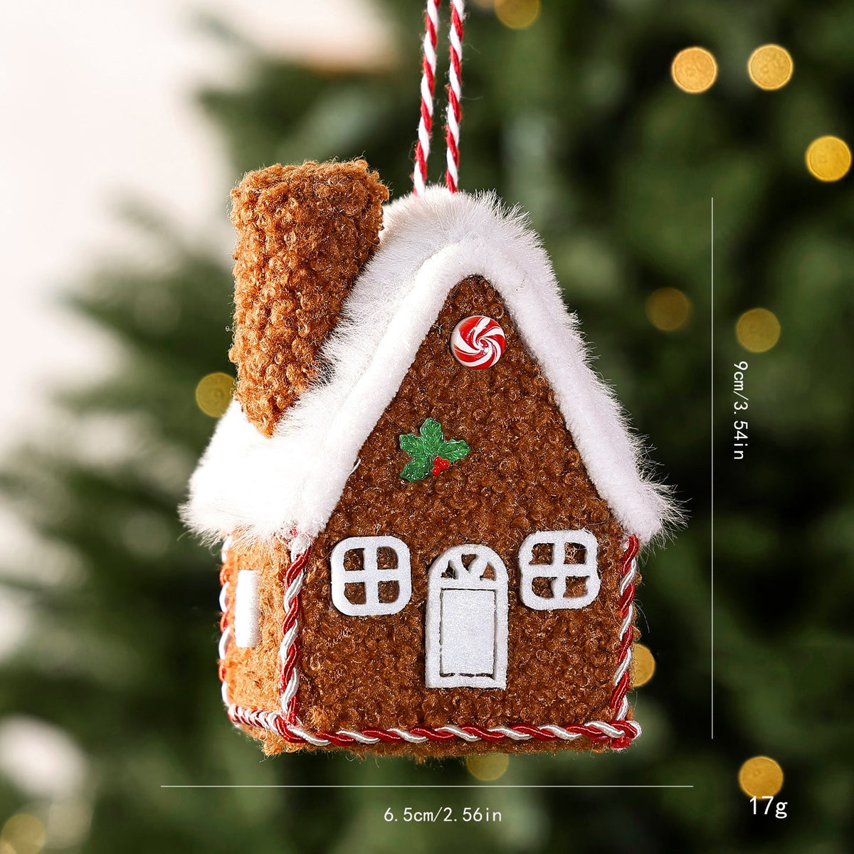 Mini Christmas House Hanging Ornament Fabric Gingerbread Cottage