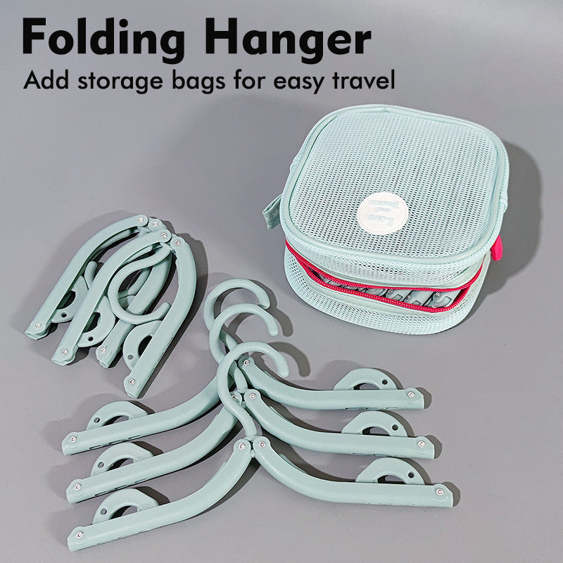 Foldable Travel Hanger Set – 6 Hangers, 12 Clips & Storage Bag