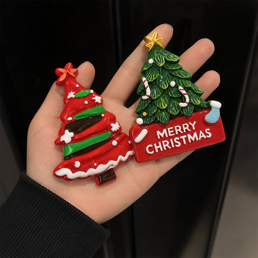 Christmas Resin Refrigerator Magnets โ Cute Holiday Tree & Wreath Fridge Magnet Decorations, Festive Kitchen Decor Gift for Christmas Season