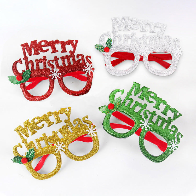 Merry Christmas Party Glasses, Glitter Plastic Novelty Eyewear